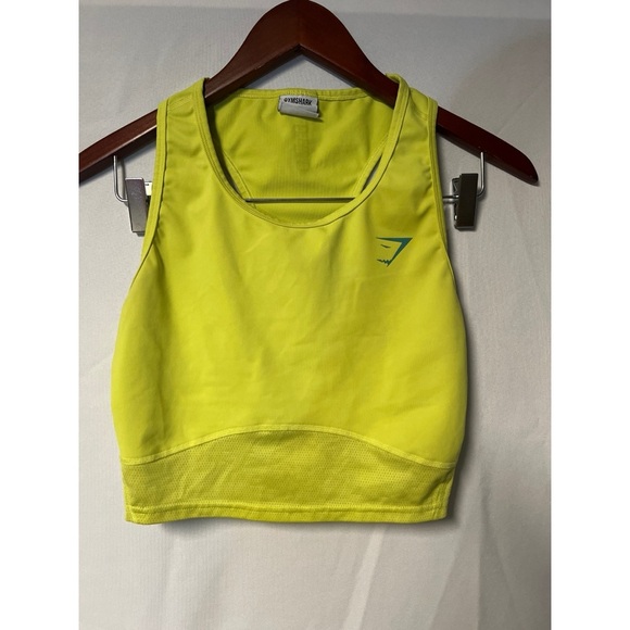 Gymshark Yellow Crop Tank Top Fitted Style - Picture 1 of 3